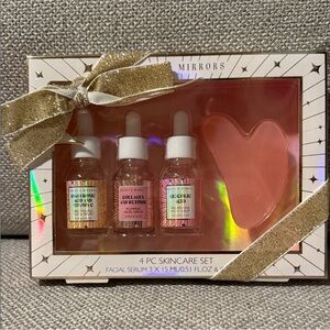 4 PC Skincare Set with Pink Serum and Face Oil